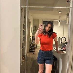 Cheap Monday Fitted Short-Sleeve Crop Tee - Orange